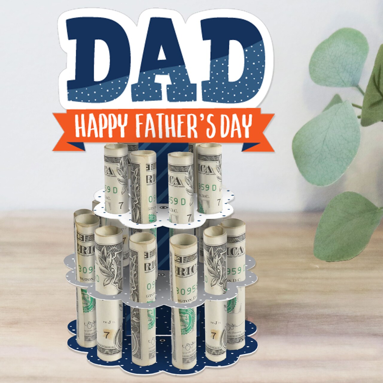 Big Dot of Happiness Happy Father's Day - DIY We Love Dad Party Money Holder Gift - Cash Cake